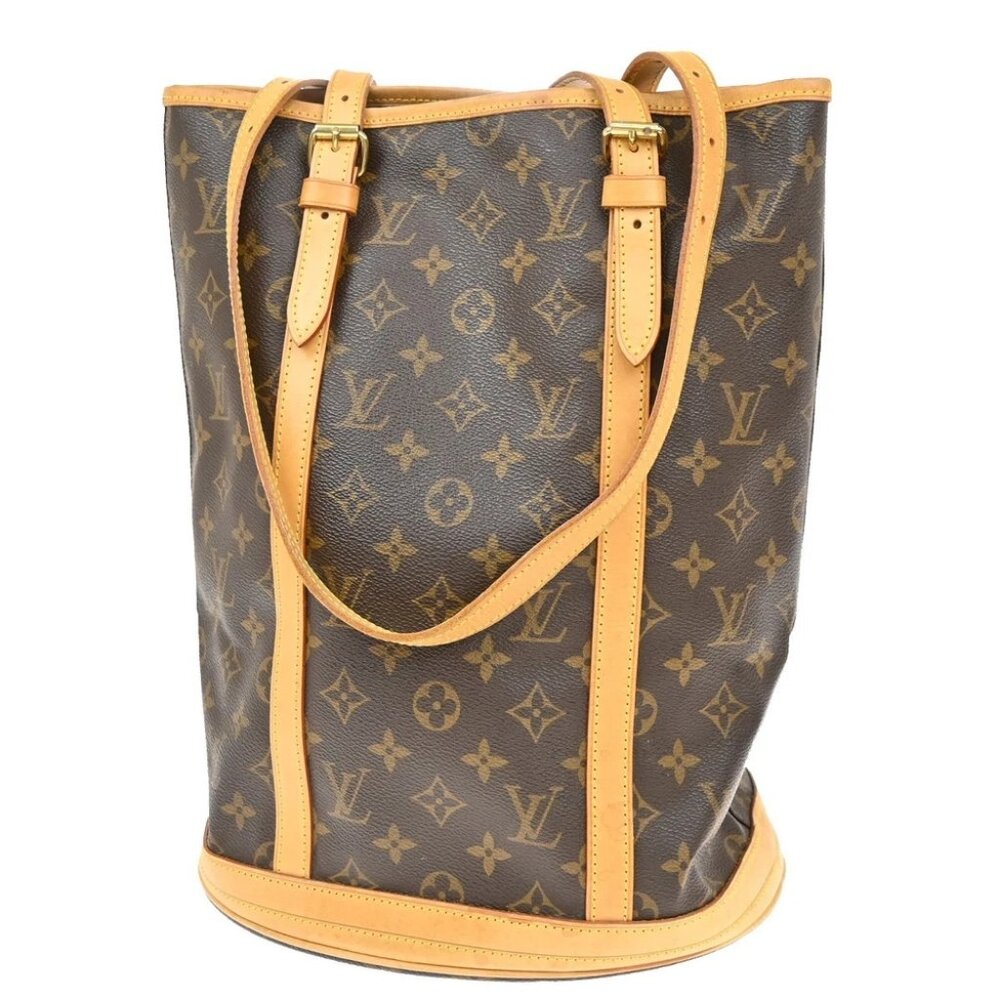 LOUIS VUITTON BUCKET GM Shoulder Tote Bag Monogram Leather Brown